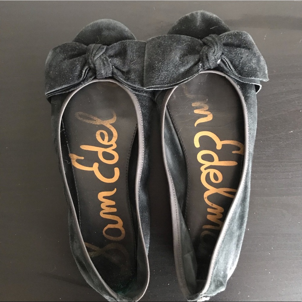Sam Edelman Black Suede Bow Flats